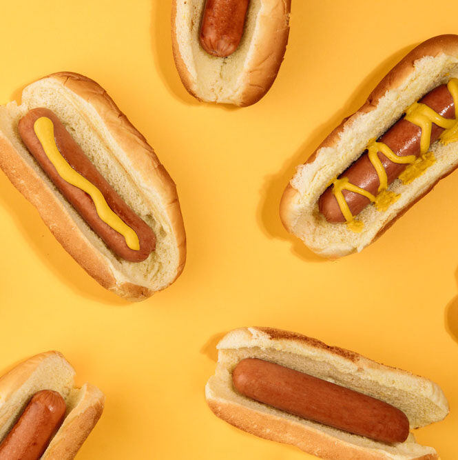 hot dogs with mustard
